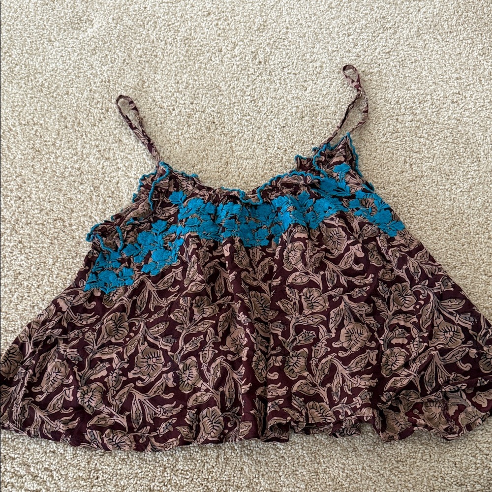 Natural Life Floral Lace Trim Women Top